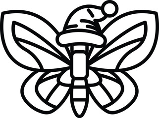 A butterfly with a hat on its head