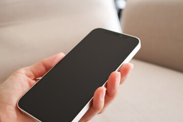 スマホを持つ女性の手元
