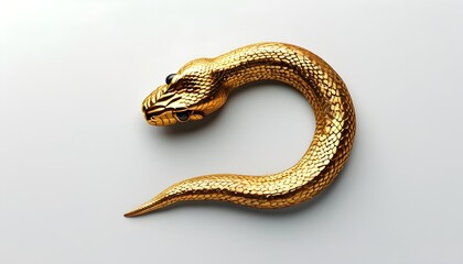 Fototapeta premium golden serpent figure isolated on white for creative projects