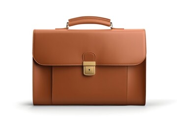 Leather briefcase handbag white background accessories.
