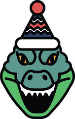 A cartoon crocodile with a hat on its head