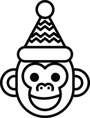 A cartoon monkey wearing a Santa hat