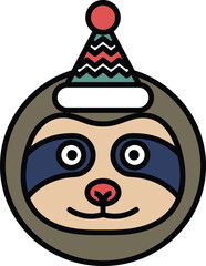 A cartoon sloth with a hat on its head