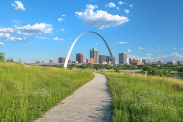 Missouri Skyline: St. Louis City Landscape with Iconic Gateway Arch