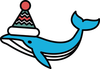 A blue whale with a hat on its head