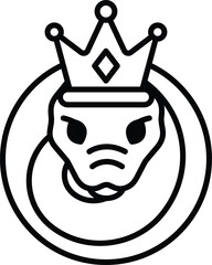 A cartoon of a snake with a crown on its head