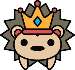 A cartoon hedgehog wearing a crown