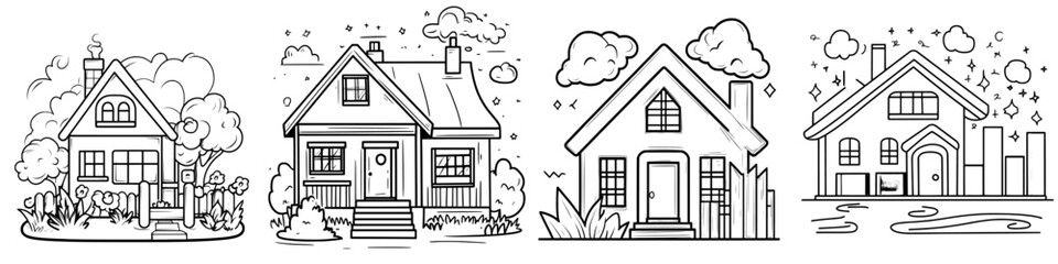 In trendy style, this sketch icon line represents a house size.