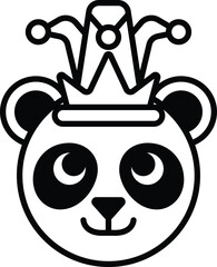 A cartoon panda bear wearing a crown and a hat