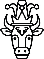 A cow with a crown on its head