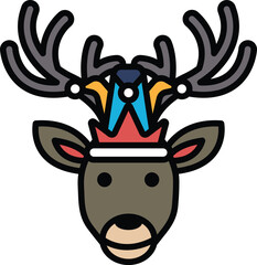 A deer with a crown on its head