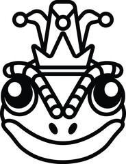 Illustration of a lizard wearing a crown in line art style