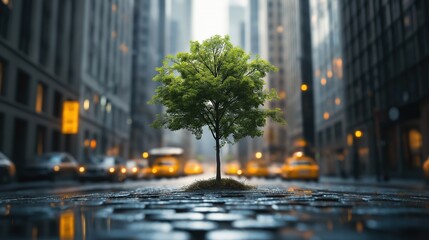 Obraz premium Tree in Urban Landscape