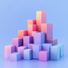 Naklejka premium A stack of pink and blue cubes arranged in a pyramid shape