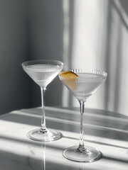 Vodka cocktails, minimalist vintage setup.