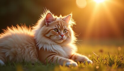  Sunlit serenity  A fluffy felines peaceful moment