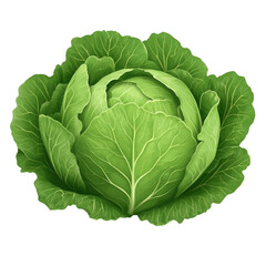 Fototapeta premium Fresh and vibrant green cabbage, on a transparent background.