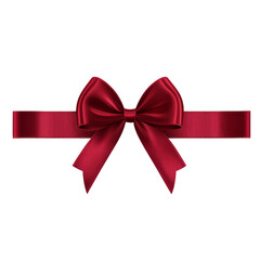 Red ribbon with a bow on a transparent background.