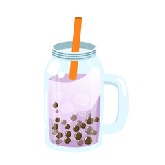 Cup of Taro Boba Drink Illustration