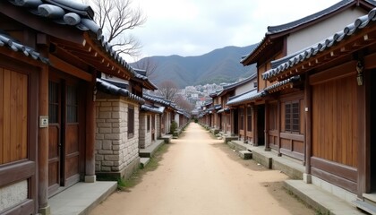  A serene alleyway in a traditional village