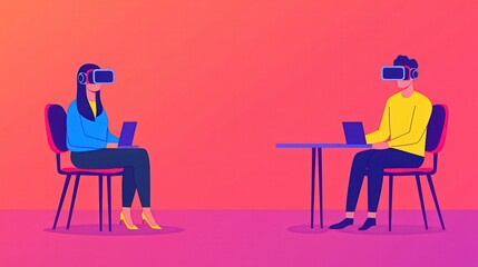 Fototapeta premium Exploring Virtual Reality Engaging Interactions in a Digital Space with Technology Enthusiasts