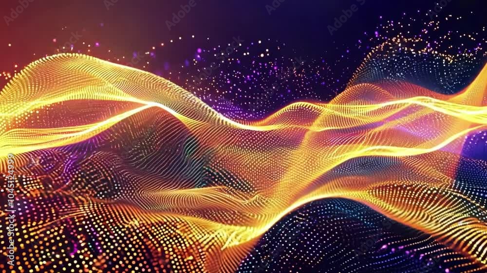 Poster dynamic abstract wave patterns in vibrant colors create a mesmerizing visual experience in a digital