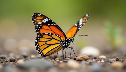 Fototapeta premium Vibrant Monarch Butterfly in Flight
