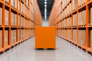 Modern storage facility with automated shelving, high-tech and organized.