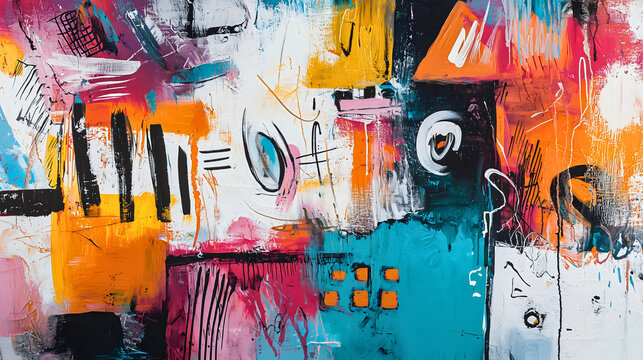 Fototapeta Art created with small artistic brushes, featuring diverse strokes arranged in a harmonious composition, offering a beautiful image filled with openness and creativity.