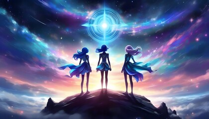 Fototapeta premium Celestial Guardian in Dreamlike Digital Art: A Journey Through Generative AI Creations