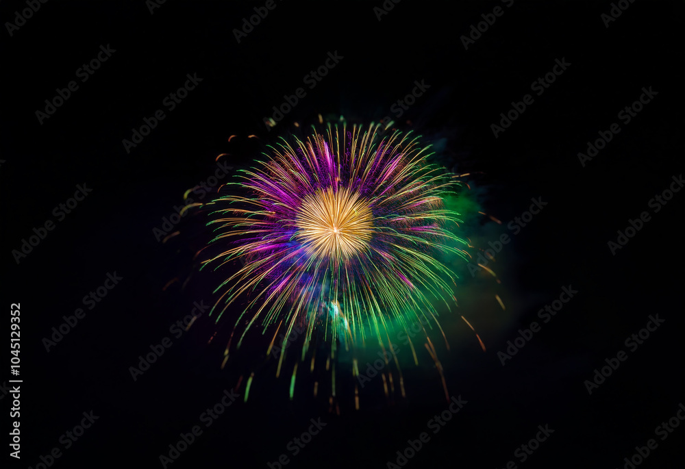 Wall mural An isolated firework display explodes against a black background.