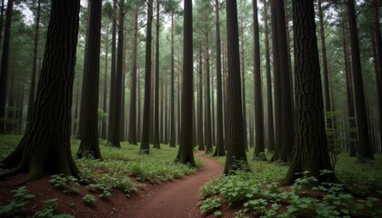 Obraz premium Exploring the serene path through the ancient forest