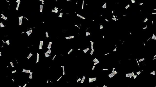 100ドル札のパーティクル 100 dollar bill particles：CG映像素材（アルファチャンネル付き）CG video material (with alpha channel)