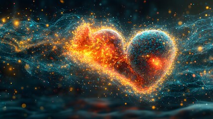 Vibrant Energy Exchange in Abstract Heart Shape