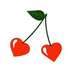 Cherry in cartoon style. Cute trendy design. Vector funky illustration