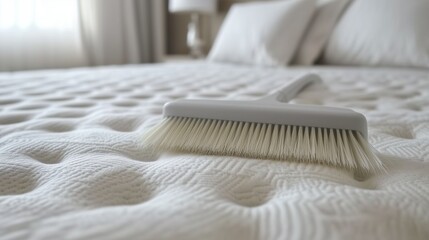 Deep cleaning of a mattress using a specialized brush
