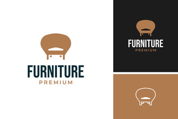 Furniture chair interior logo design vector template illustration idea