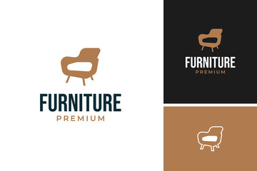 Furniture chair interior logo design vector template illustration idea