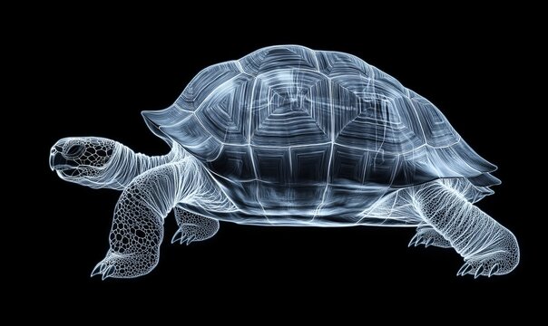 A glowing outline of a turtle.
