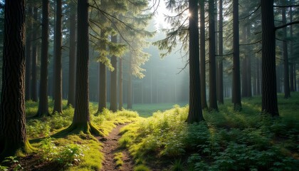 Obraz premium Enchanting forest path inviting exploration