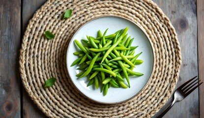 Fresh Dutch samphire served on a white plate (Dutch Cuisine)