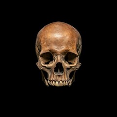 Obraz premium Isolated Natural Human Skull in Front View on Black Background