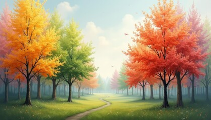 Fototapeta premium Autumns vibrant path to serenity