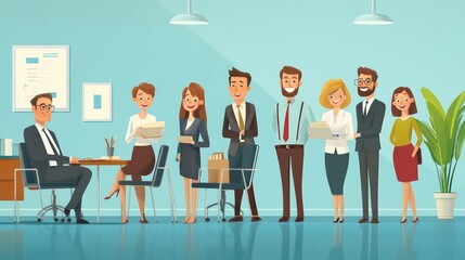 Fototapeta premium business team with neurodiverse members, inclusive business team working with neurodiverse members in a supportive environment illustrations