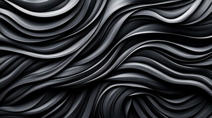 Abstract black wave texture, ideal for modern designs, isolated on white background.
