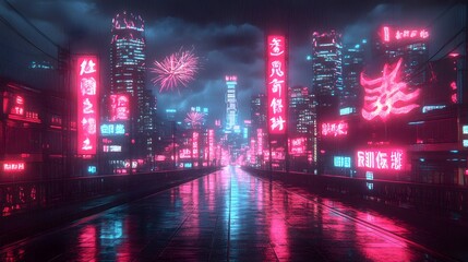 Fototapeta premium Papercut fireworks bursting over a city bridge, with glowing lights and celebratory banners waving in the night