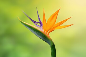 Vibrant orange and purple flower with lush green background, showcasing natural beauty and elegance.