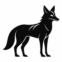 Jackal silhouette vector black and white animal 