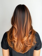 Fototapeta premium Model with caramel ribbons highlights hair color
