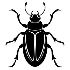 Black beetle silhouette vector art illustration